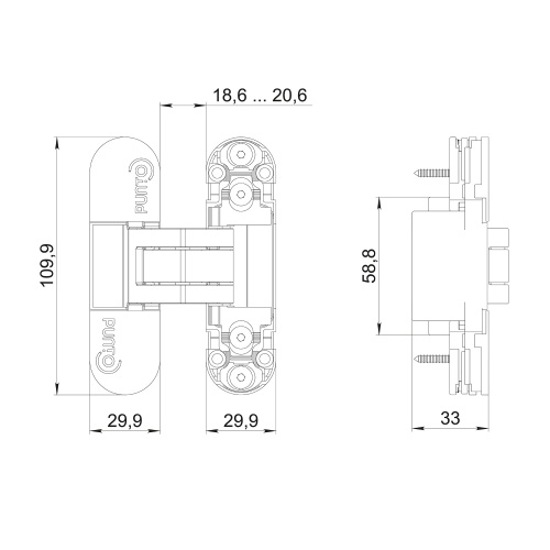 Скрытые петли Punto (Пунто)  UNION 2.2 ZN SC матовый наром фото 2