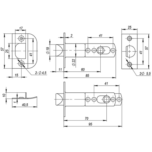 Ручка защелка Ajax (Аякс) DK610 CP-BK (6010 CP-B) (фиксатор) хром фото 2