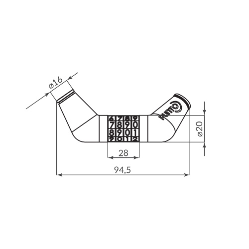 Замок тросовый Punto (Пунто) PK-BIKE-1010-CODE (10х1000) /подвес фото 2