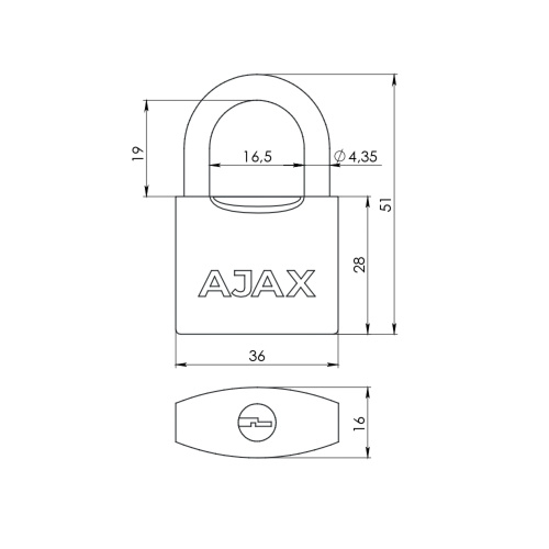 Замок навесной Ajax (Аякс) PD-0532 3 key фото 2