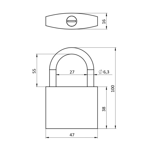 Замок навесной Ajax (Аякс) PD-0250L 3 key фото 2