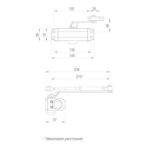 Доводчик двери Fuaro (Фуаро) DC20-2 (DC-202) AL до 45 кг (алюминий) фото 3 Доводчик двери Fuaro (Фуаро) DC20-2 (DC-202) AL до 45 кг (алюминий) фото 3