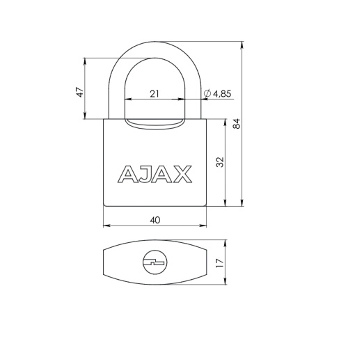Замок навесной Ajax (Аякс) PD-0538L 3 key фото 2