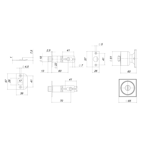 Ручка защелка Punto (Пунто) DK772/BL CP-BK (фиксатор) хром фото 2