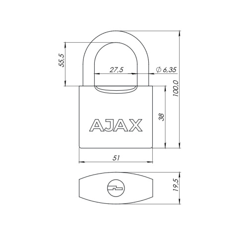 Замок навесной Ajax (Аякс) PD-0550L 3 key фото 2 Замок навесной Ajax (Аякс) PD-0550L 3 key фото 2