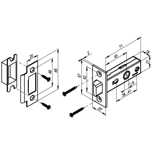 Защелка врезная Punto (Пунто) L45-8 BL черный фото 3