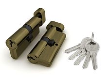 Цилиндровый механизм Fuaro (Фуаро) (100 ZM/60) 1000ZMKnob60(25+10+25) AB бронза 5Key с вертушкой