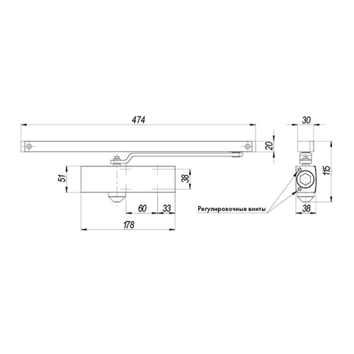 Доводчик двери Armadillo (Армадилло) со скользящей тягой DCSLIDER45 WH (белый) фото 3