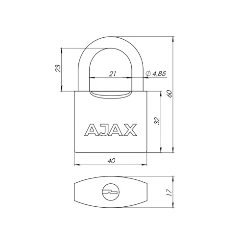Замок навесной Ajax (Аякс) PD-0538 3 key фото 2